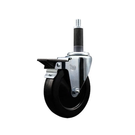 Service Caster 5'' Soft Rubber Swivel 1'' Expanding Stem Caster with Brake SCC-EX20S514-SRS-PLB-1